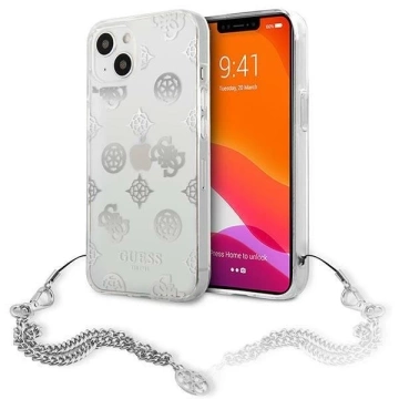 Guess GUHCP13SKSPESI iPhone 13 mini 5,4" srebrny/stříbrný pevný obal Peony Chain Collection