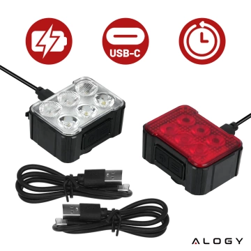 Lampka rowerowa LED Alogy SafeRide™ Lights Latarka na rower wodoodporne światło światełko na przód i tył przednia tylna 2 sztuki