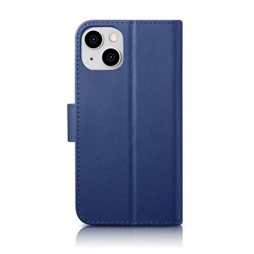 Kožené flipové pouzdro iCarer Wallet Case 2v1 iPhone 14 Plus Anti-RFID modré (WMI14220727-BU)