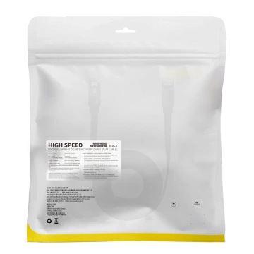 Baseus Speed ​​​​Six plochý sieťový kábel RJ45 1000 Mbps 15 m čierny (WKJS000301)