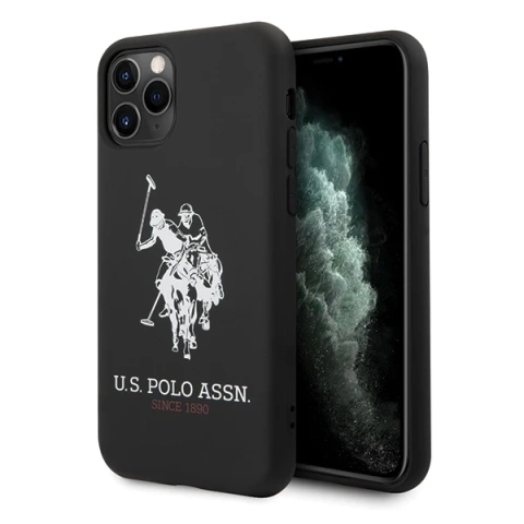 Pouzdro na telefon US Polo USHCN65SLHRBK pro Apple iPhone 11 Pro Max černo/černá silikonová kolekce
