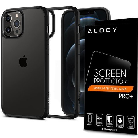 Чохол Spigen Ultra Hybrid для Apple iPhone 12/12 Pro 6.1 Matte Black Alogy glass