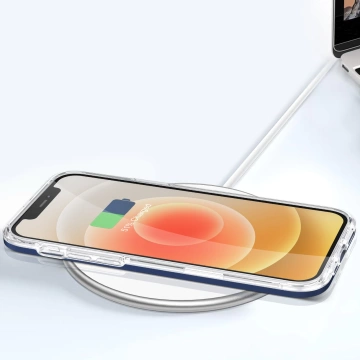 Прозорий чохол 3в1 для iPhone 12 синя рамка гелева накладка
