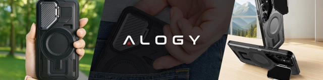 Чохол для Samsung Galaxy S25 із посиленим броньованим захистом об'єктива MagSafe та функцією підставки, захисний чохол для телефону Alogy HeavyDuty Mag™️Black