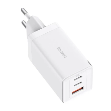 Baseus GaN5 Pro 2xUSB-C USB nástěnná nabíječka, 65W (bílá)