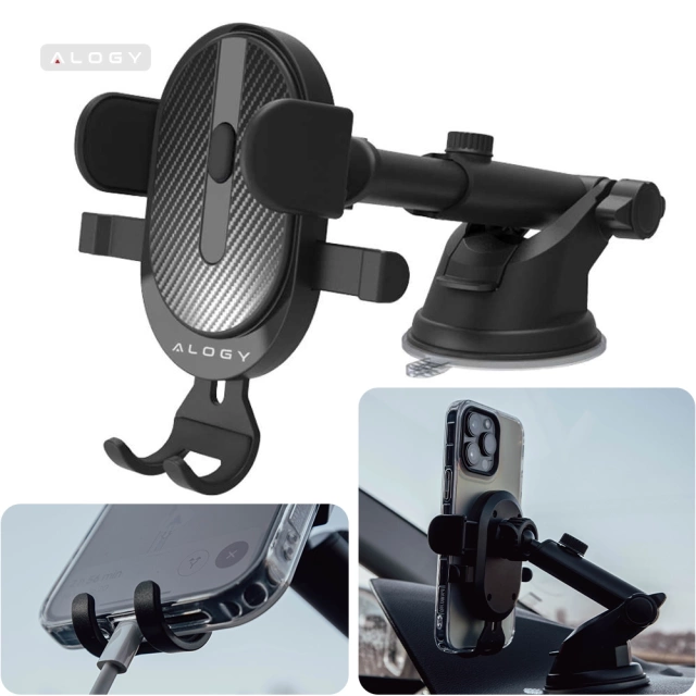 Alogy car holder for 6.5" phone, gravity, for windshield, dashboard Easy One Touch Black