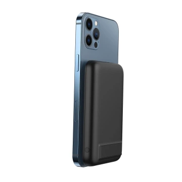 Externí baterie (POWER BANK) VEGER MagOn Kick s indukčním nabíjením podporuje nabíjení s MagSafe 15W - 5 000mAh PD 20W černá (V0553P / W0553P)
