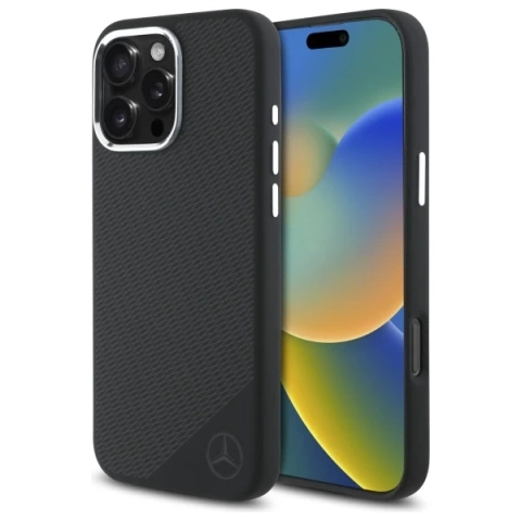 Mercedes do iPhone 16 Pro Max 6,9" pevné puzdro silikónové tónované logo drevený vzor MagSafe Czarny