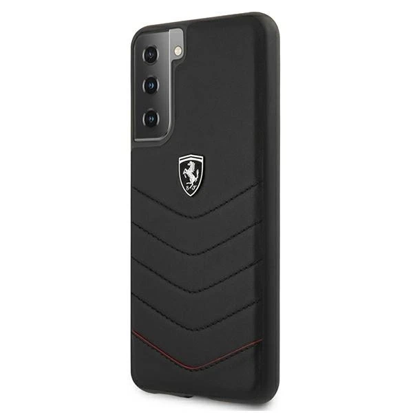 Pevný obal na telefón Ferrari pre Samsung Galaxy S21 Plus čierny/čierny pevný obal Off Track Quilted