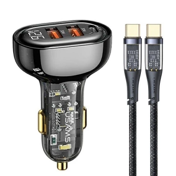 Nabíječka do auta USAMS 2xUSB 1xUSB-C 80W Kabel USB-C pro rychlé nabíjení - USB-C BXLACCTC01