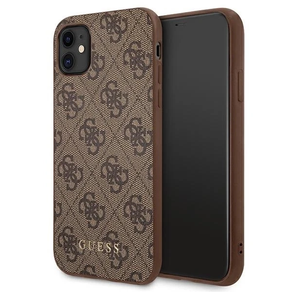 Pevné puzdro "Etui Guess GUHCN61G4GFBR na iPhone 11 6,1\" 4G kovové zlaté logo"