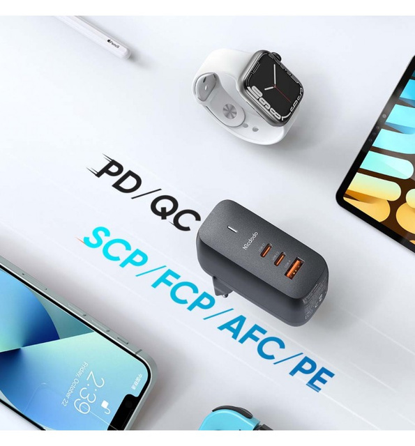 Nástenná nabíjačka GaN 65W Mcdodo CH-0291 2x USB-C, USB-A (čierna)