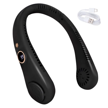 Alogy BreezeNeck™ Neck Fan Mini Air Circulator with Display 1500mAh Black