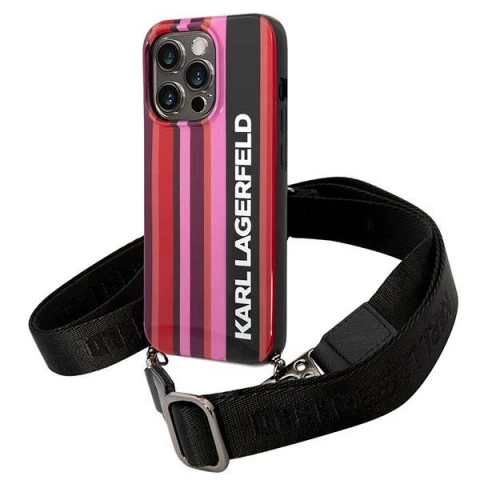 Phone case Karl Lagerfeld KLHCP14XSTSTP for Apple iPhone 14 Pro Max 6.7" hardcase pink/pink Color Stripes Strap
