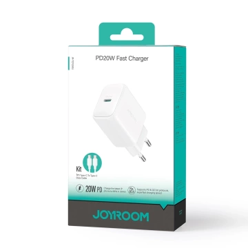 Joyroom USB-C PD 20W Network Charger - White USB-C / USB-C 1m Cable