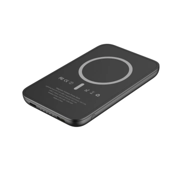 Зовнішній акумулятор (POWER BANK) VEGER MagOn Kick з індуктивною зарядкою підтримує зарядку MagSafe 15W - 5 000mAh PD 20W black (V0553P / W0553P)