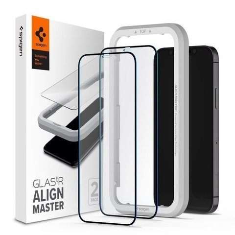 Скло Spigen x2 ALM Glas.tR FC для Apple iPhone 12/12 Pro 6.1 Black