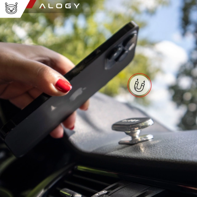 Alogy Universal-Auto-Magnethalterung für Telefon im Cockpit, für Armaturenbrett, Schwarz
