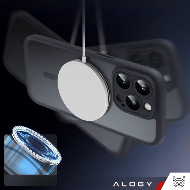Apple iPhone 15 Pro Case Alogy MagSafe Hybrid Matte Case Matte Cover with Lens Protection Black