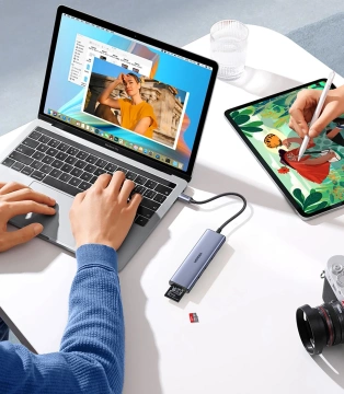 Концентратор 6 в 1 Ugreen CM511 USB-C HDMI 3xUSB-A SD TF 5 Гбіт/с 4K сірий