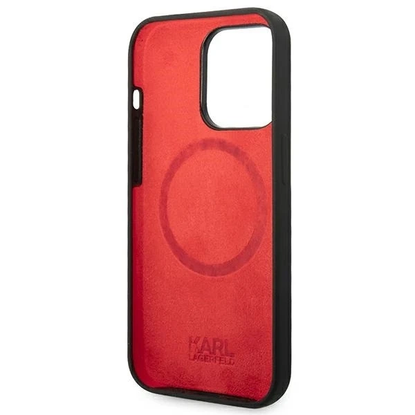 Etui Karl Lagerfeld KLHMP14XSLMP1K für iPhone 14 Pro Max 6,7" Hardcase Silikonplakette Magsafe Czarny/Schwarz
