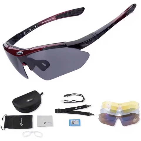 Rockbros 10001 Polarized Cycling Glasses - Black and Red