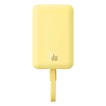 Baseus Magnetic Mini MagSafe 10000mAh 30W Power Bank with Built-in USB-C Cable - Yellow Baseus Simple Series USB-C Cable - USB-C 60W 0.3m