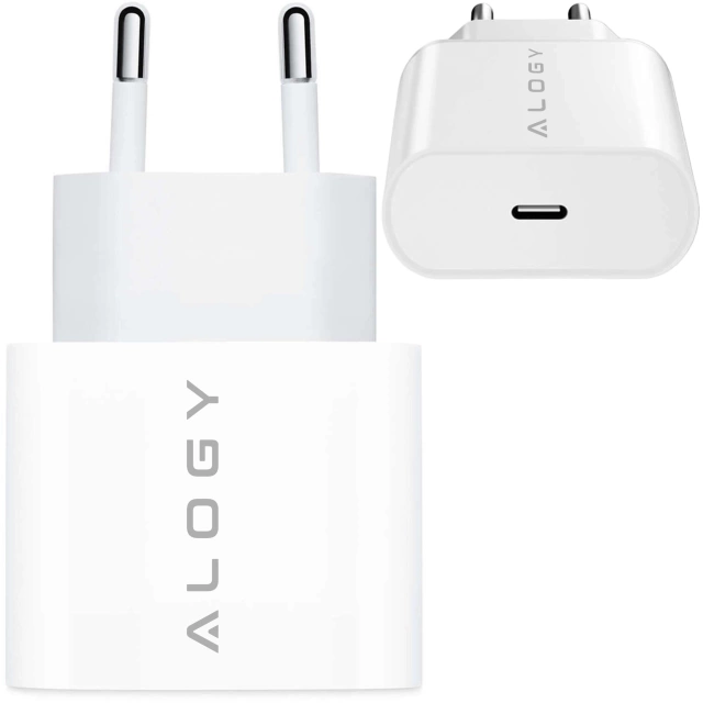 Швидкий настінний зарядний пристрій USB-C 30 Вт USB тип C GaN PD для iPhone Alogy cube Білий кабель USB-C 1 м