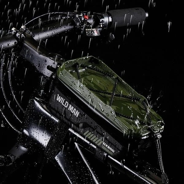 Сумка для рами велосипеда WILDMAN GX200 2L зеленого кольору, тримач для телефону