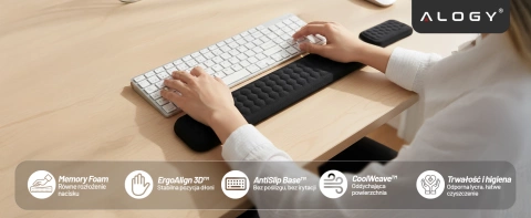 Alogy ErgoSupport™ Ergonomisches Tastatur- und Maus-Set aus Memory-Schaum, rutschfest und atmungsaktiv, Schwarz