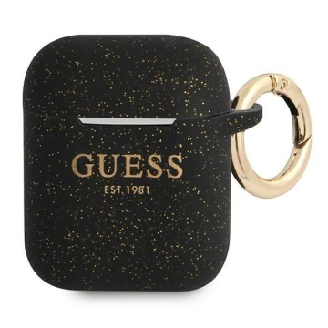 Guess ochranné pouzdro na kryt AirPods black/black Silikonový třpytivý