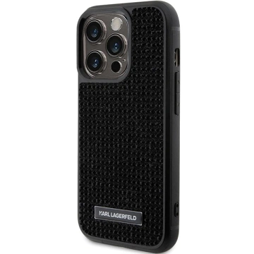 Etui Karl Lagerfeld KLHCP15LHDSPLK do iPhone 15 Pro 6.1" czarny/black hardcase Rhinestone Logo Metal Plate