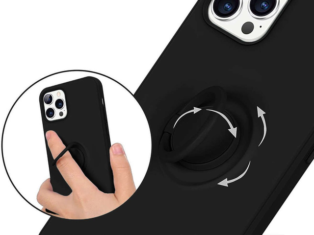 Ring Ultra Slim Alogy Silicone Case for iPhone 12/ 12 Pro 6.1 Black Glass