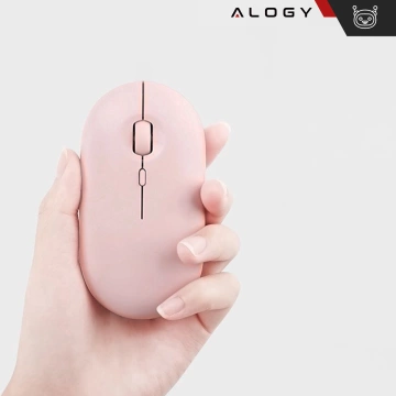 Bezdrôtová myš Alogy malá ergonomická myš k notebooku PC bluetooth 2,4GHz tichá ružová
