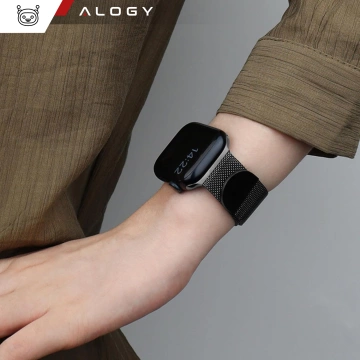 Náramok z alogickej ocele pre Apple Watch 42/44/45/49 mm z nehrdzavejúcej ocele čiernej farby