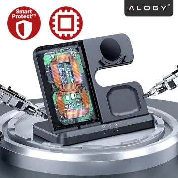 Kabelloses induktives Ladegerät 3in1 Qi 3.0 Fast für Samsung S22 S23 S24 Galaxy Watch Buds Station schwarz