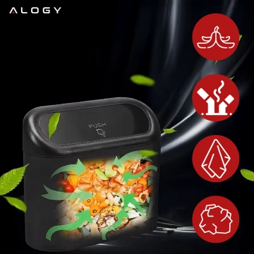 Samochodowy kosz na śmieci organizer mini mały przenośny śmietnik do samochodu auta domu Alogy czarny