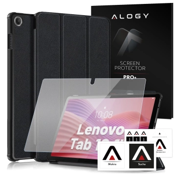 Lenovo Tab 10.1 TB-311 Slim Protective Case with Flip, Slim Folding Cover, Alogy BookGuard™ – Black TEMPERED GLASS