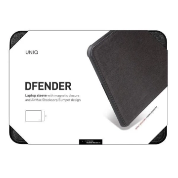 UNIQ Dfender Sleeve 16" čierny/uhlovo čierny obal na notebook
