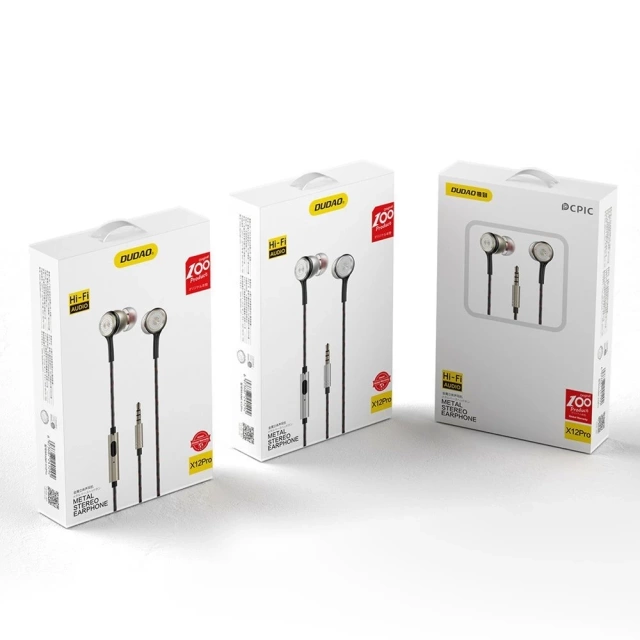 Dudao In-Ear-Kopfhörer Headset mit Fernbedienung und Mikrofon 3,5 mm Miniklinke silber (X12PRO-Silver)