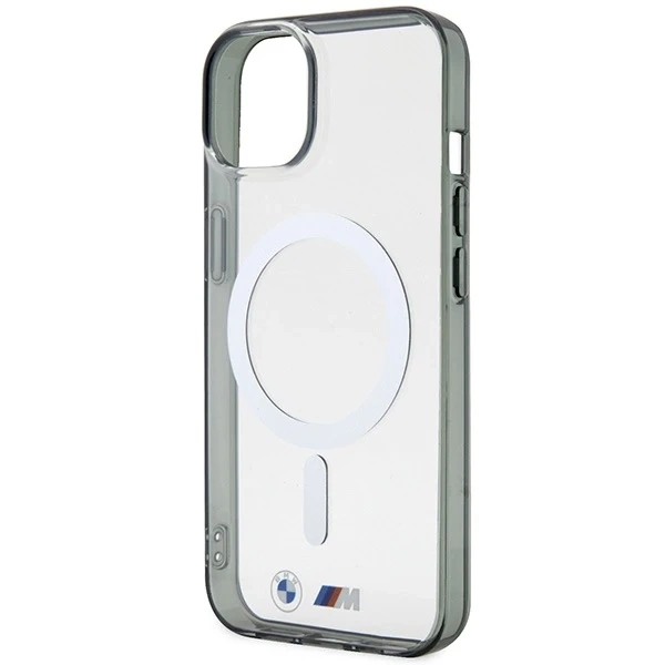 Etui BMW BMHMP14SHCRS pro iPhone 14 6,1" průhledný pevný obal Silver Ring MagSafe
