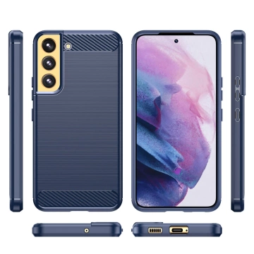 Puzdro na telefón Carbon Case pre Samsung Galaxy S23 flexibilný silikónový karbónový kryt modrý