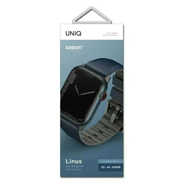 Hodinky UNIQ Linus Apple Watch Series 4/5/6/7/8/SE/SE2/Ultra 42/44/45mm Airosoft Silicone niebieski/nautical blue