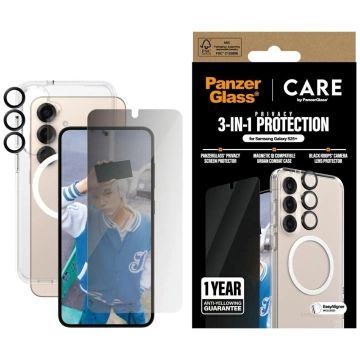 Захисний комплект CARE by PanzerGlass 3-в-1, захисний чохол із скла для Samsung Galaxy S25