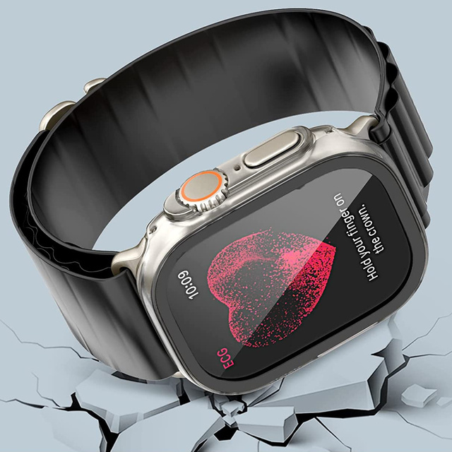 Protective Case with Glass Alogy Protector Case 2in1 Overlay Case for Apple Watch Ultra 49mm Clear