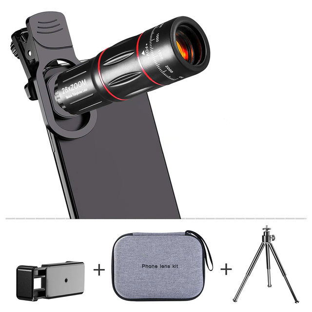 Teleskop s objektívom telefónu Spotting Scope Alogy statív Monokulárny statív s 28-násobným priblížením Držiak telefónu čierny