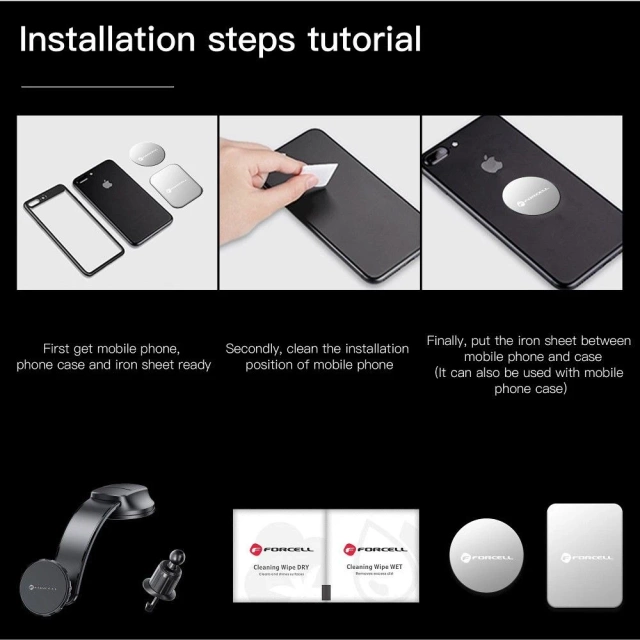 Forcell Magnetic Flexible Car Holder 20 cm 2 in 1