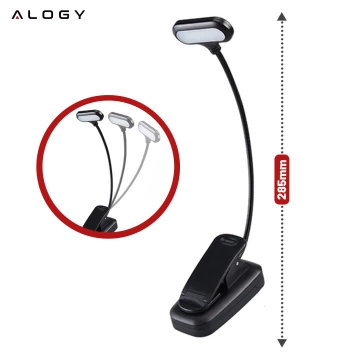 Bezdrôtová pripínacia stolová lampa Alogy na čítanie v čiernej farbe