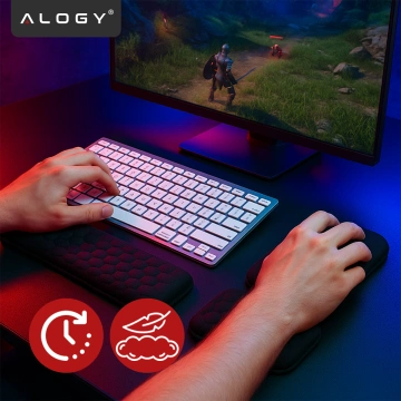 Alogy ErgoSupport™ Memory Foam Wrist Rest, Ergonomic Keyboard and Mouse Set, Anti-Slip and Breathable – Black