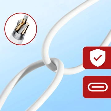 Xiaomi originálny USB - USB-C kábel typu C silný rýchly 120W PD 6A 1M drôt Biely